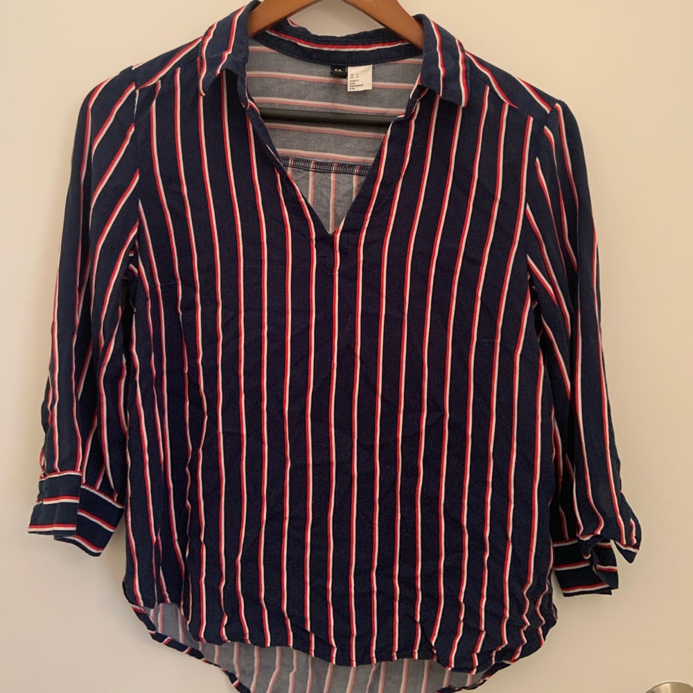 H&M 3/4 Sleeve Striped Blouse
